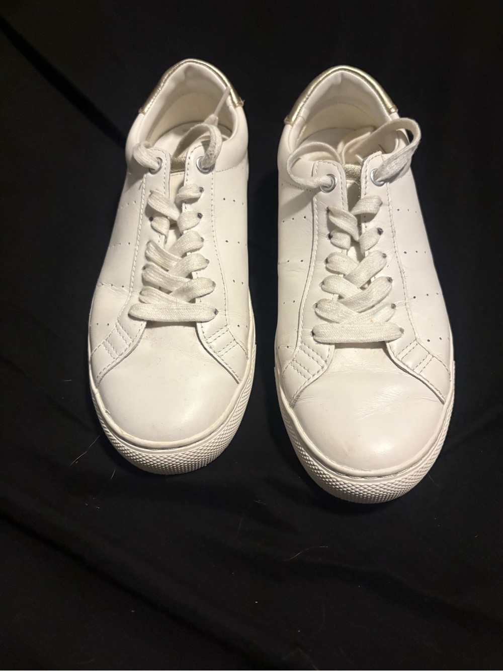 J.Crew White Saturday Sneaker Shoes Size 8 Leather with Silver Detail